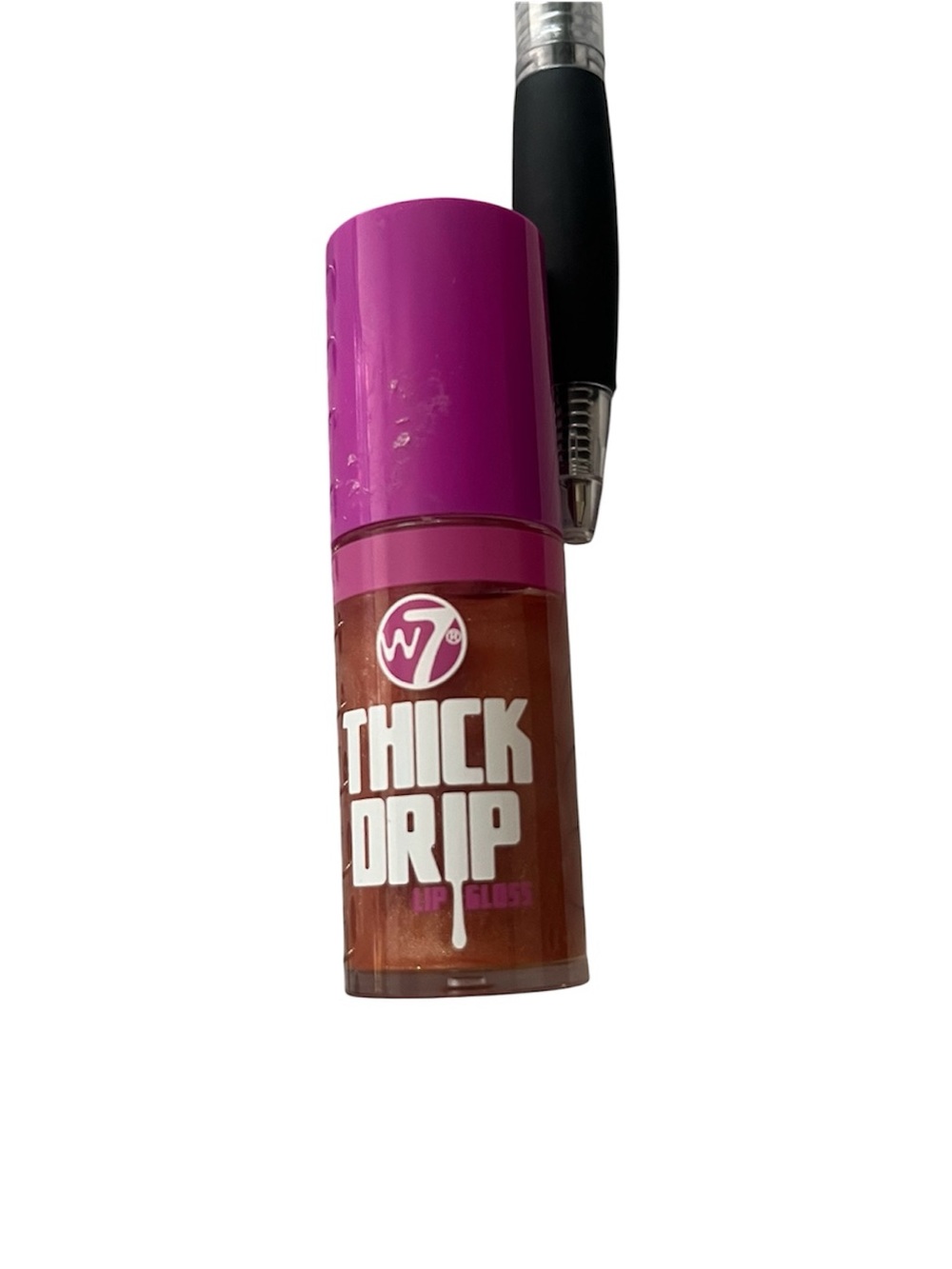 W7 Thick Drip Lip Gloss — Brown Shade with Pink Cap